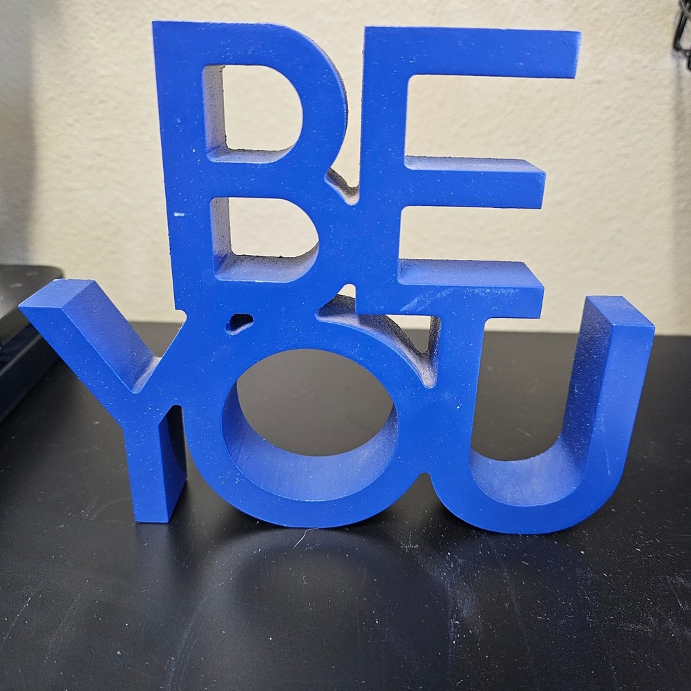 Blue‎ BE YOU Wood Tabletop Sign Inspirational Quote Desk Decor